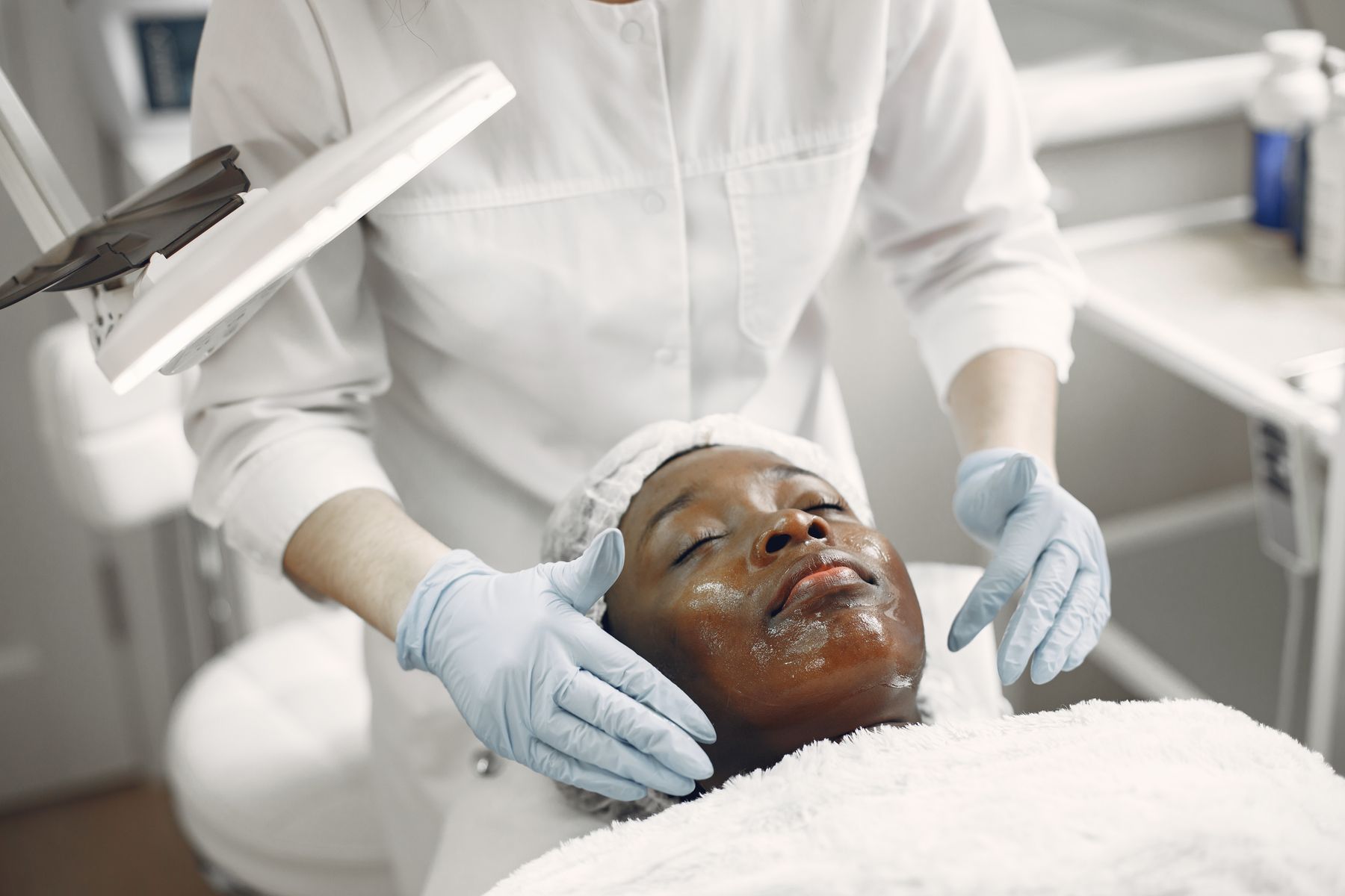 Client receiving a facial treatment